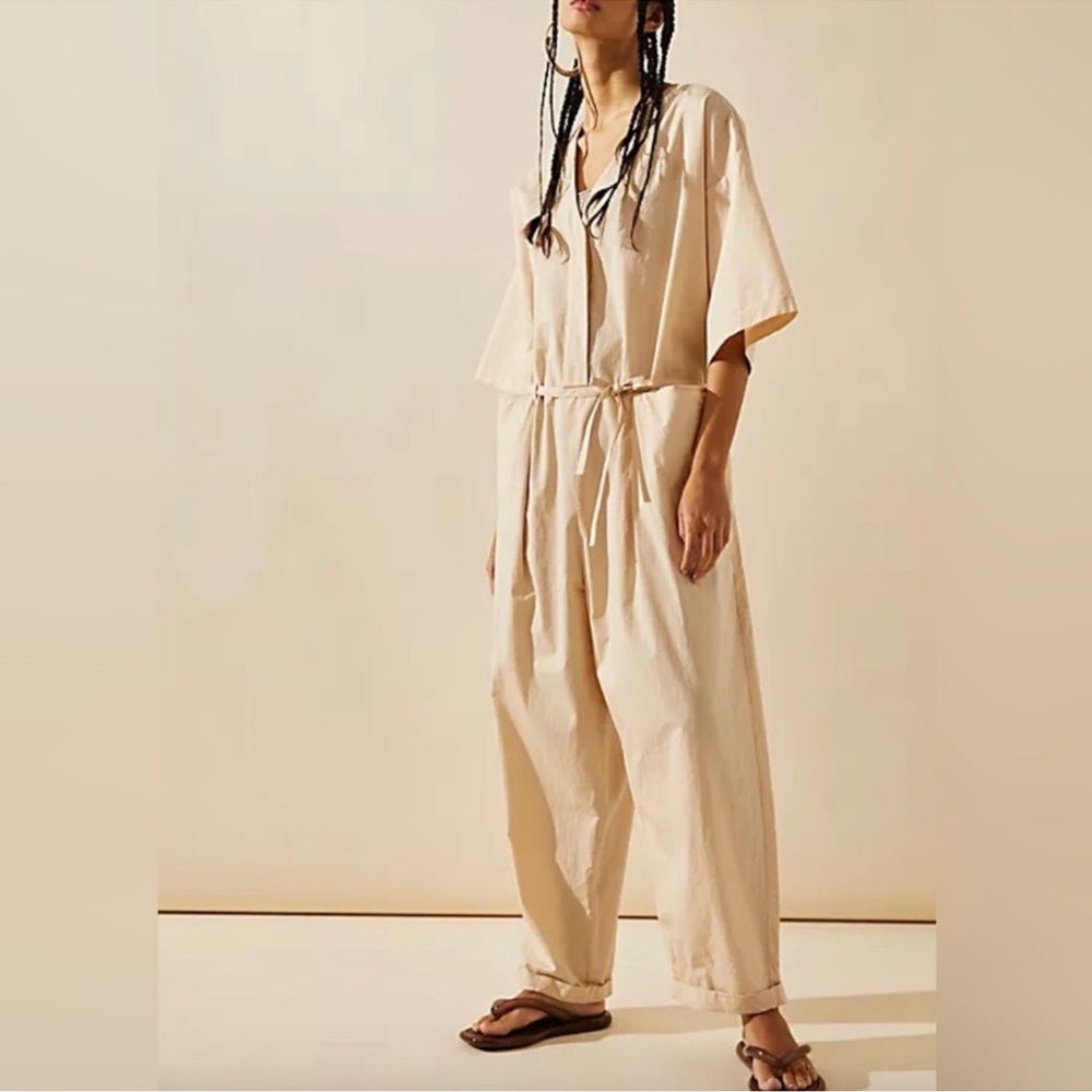 Free People Beige Relaxed Fit Jumpsuit - Picture 2 of 11